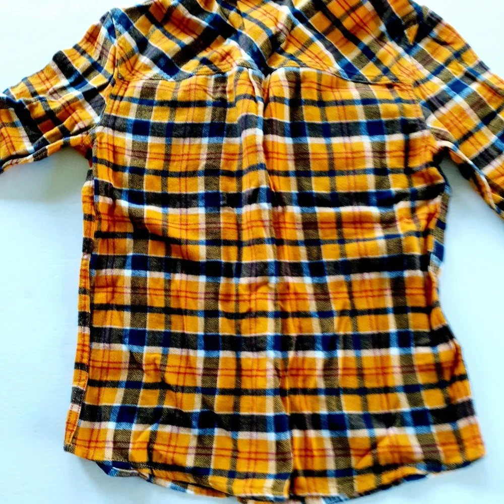 Sonoma Boys Shirt Flannel Yellow Plaid Button Down Size 10 New